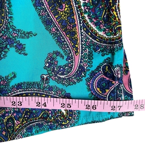Talbots Classic Button Down Rainbow Multi Color Turquoise Paisley Print Sz 2X - Picture 12 of 16
